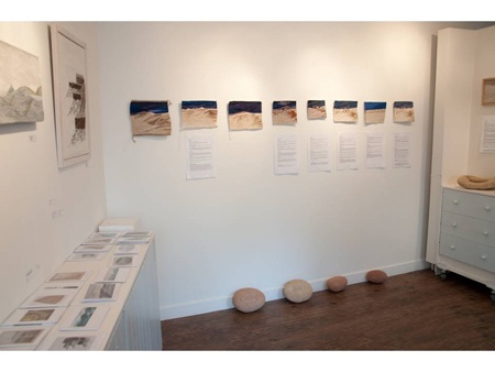 Tapestries on exhibition at Ros Bryants gallery, in Stromness, Orkney 